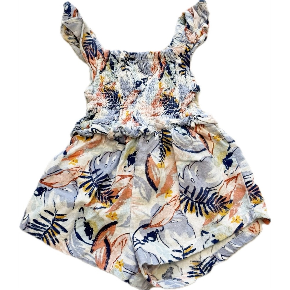 Vince Camuto Blue and Orange Jumpsuit with Ruffled Straps